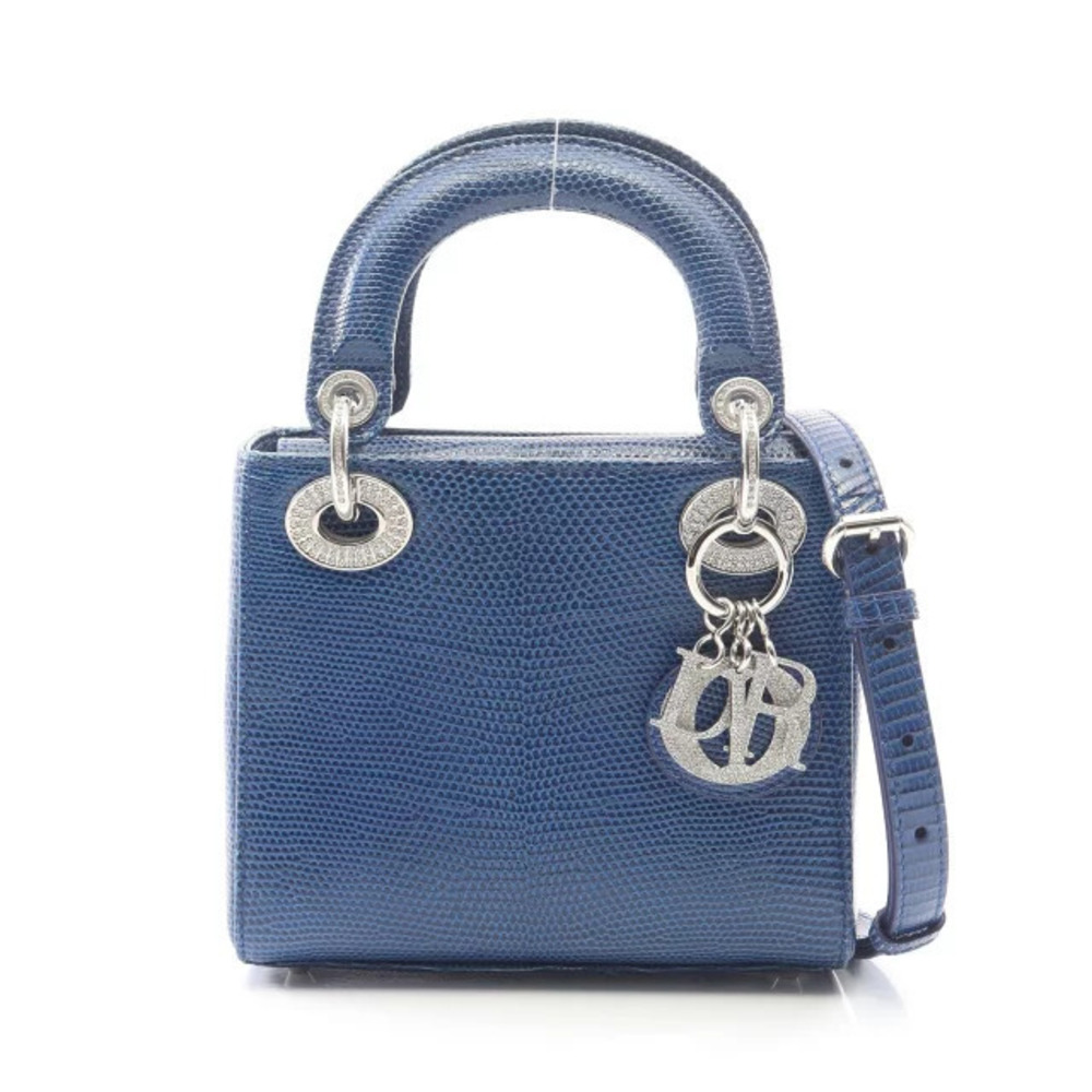 Christian Dior Lady Handbag Exotic Leather Blue